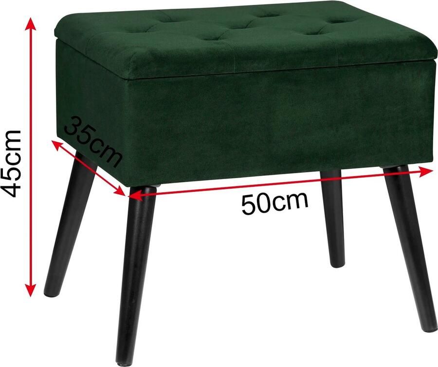 Neos Néos Poef Beklede Voetenbank Donkergroen 50x35x45cm