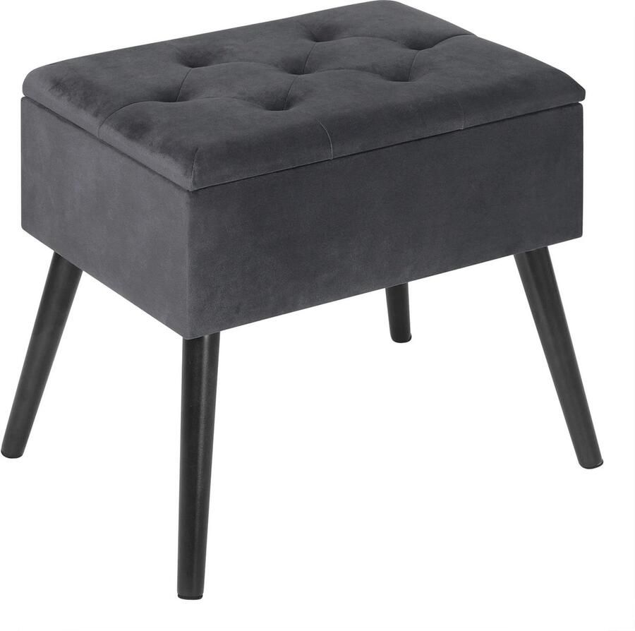 Neos Néos Poef Beklede Voetenbank Fluweel Donkergrijs 50x35x45cm