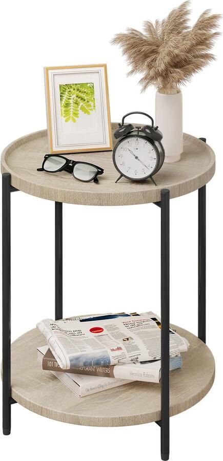 Neos Néos Ronde Koffietafel Met 2 Planken Hout en Metaal Licht Eiken 43.2x49.5x43.2cm