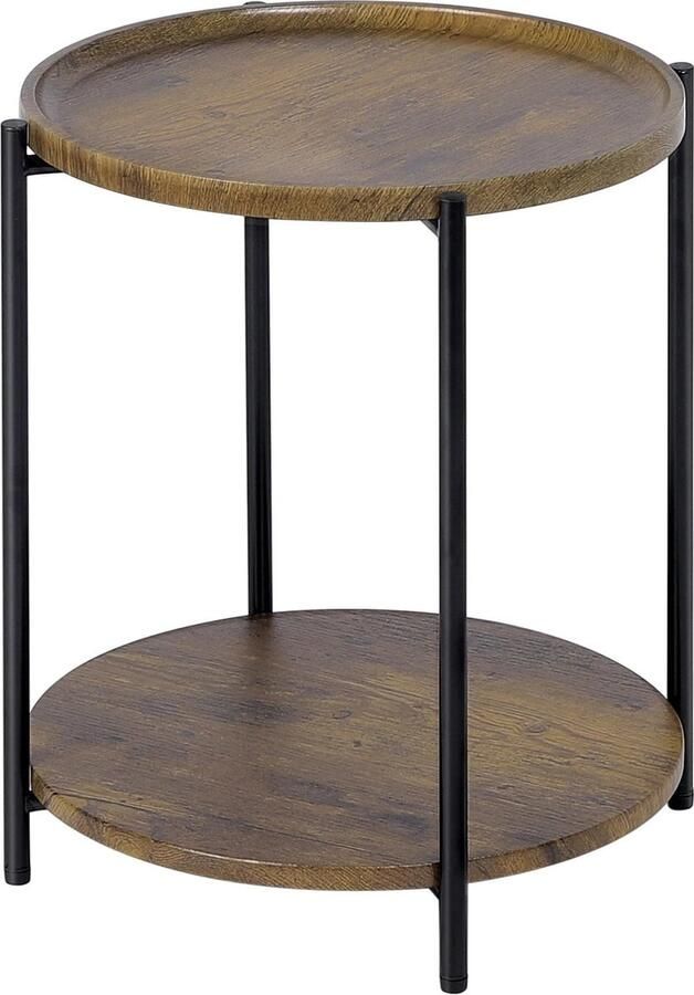 Neos Néos Ronde Koffietafel Met 2 Planken Hout en Metaal Vintage Hout 43.2x49.5x43.2cm