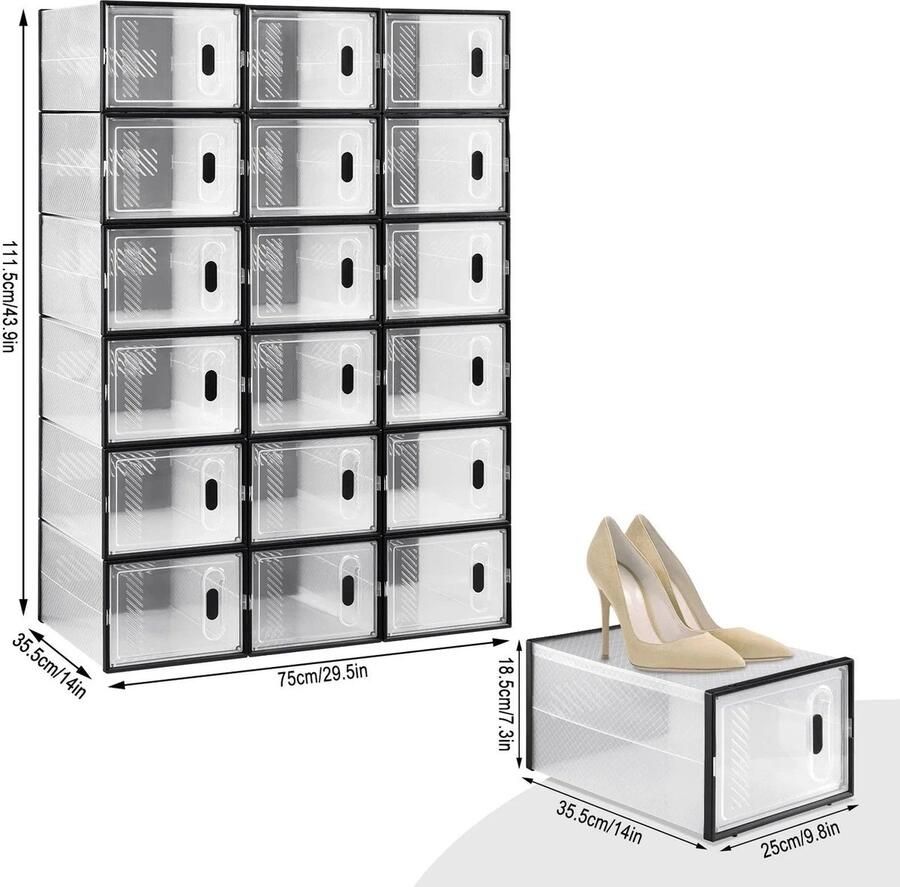 Neos Néos Schoenenrek Schoenenkast Stapelbaar met Magneetsluiting 18 Stuks