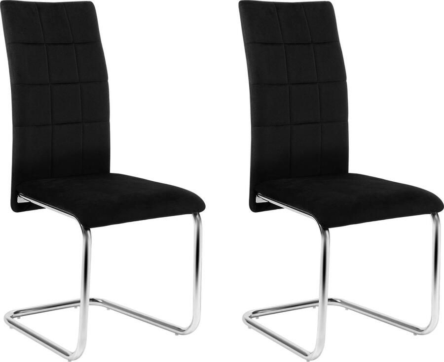 Neos Néos Velvet Eetkamerstoelen Set van 2 Schommelstoel Metaal Zwart 43.5 x 99 x 54 cm