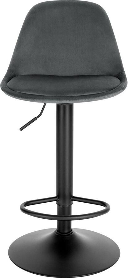 Neos Néos Verstelbare Barkruk 360° Draaibaar Donkergrijs Fluweel 82-103.5 cm