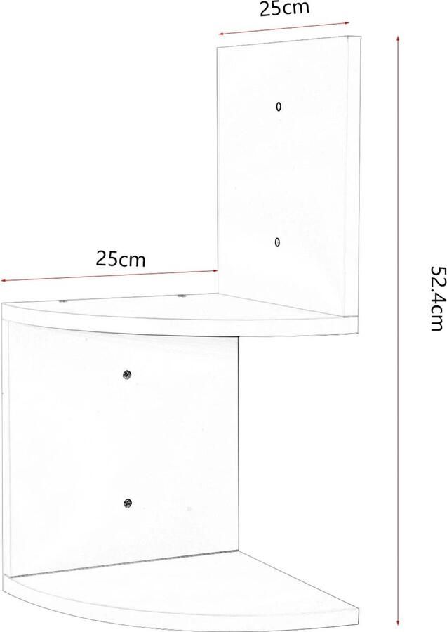 Neos Néos Wandplank Boekenplank Hoekplank Zigzag Ontwerp MDF Wit 25x25x52.4cm