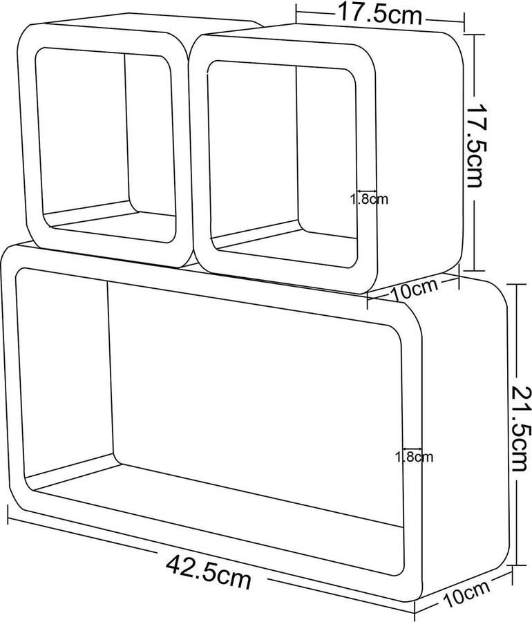 Neos Néos Wandplank Kubus MDF Wit Groen 42.5x21.5x10cm
