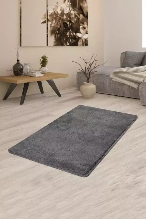 Nerge.be Milano Smoked Grey70x120 cm %100 Acrylic Handmade Decorative Rug Antislip Washable in the Machine Soft surface