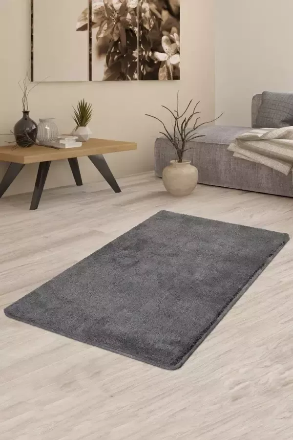 Nerge.be Milano Smoked Grey80x140 cm %100 Acrylic Handmade Decorative Rug Antislip Washable in the Machine Soft surface