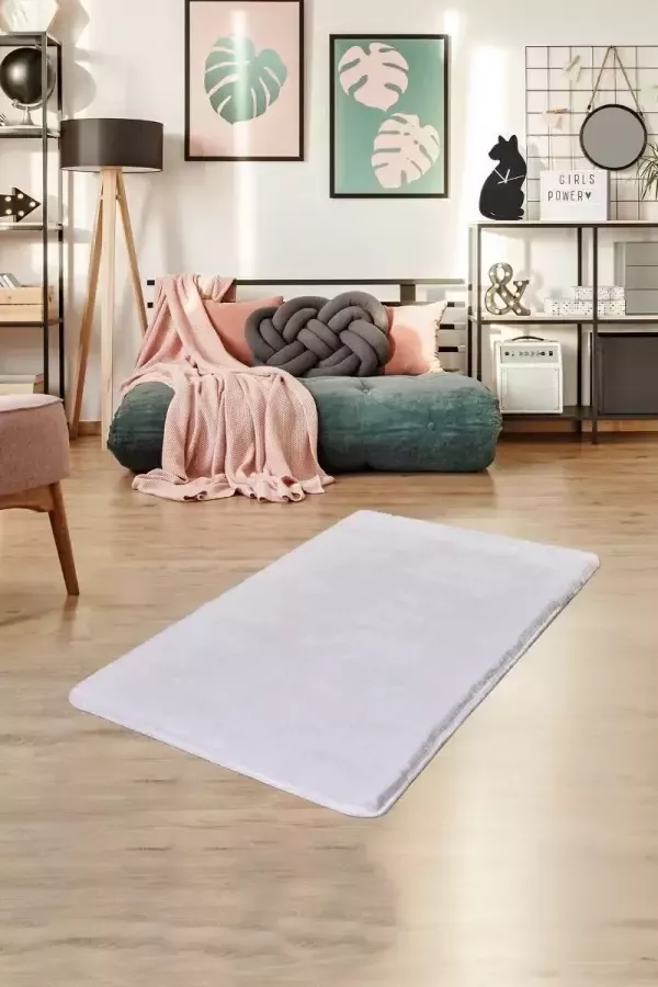 Nerge.be Milano White 70x120 cm %100 Acrylic Handmade Decorative Rug Antislip Washable in the Machine Soft surface