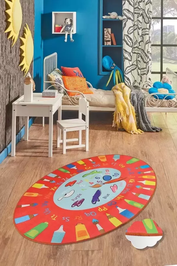 Nerge.be Vloerkleed Kinderkamer Palette Red Kleurenpalet voor kinderen Speelkleed Slaapkamer Schilderen Speelkamer woonkamer 100cm X 160cm (39 37 X 63) Beste kindervloerkleden om te spelen-Rood -Voor leeftijden 0-12 jaar-Wasbaar in de machine