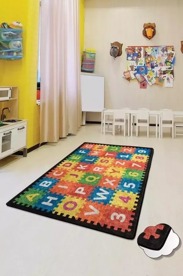 Nerge.be Vloerkleed Kinderkamer Puzzle Puzzelspeelmat voor kinderen Slaapkamer Speelkamer woonkamer 100 cm X 160 cm (39 37 X 63) Beste kindertapijten om te spelen voor leeftijden van 0-12 jaar wasbaar in de machine