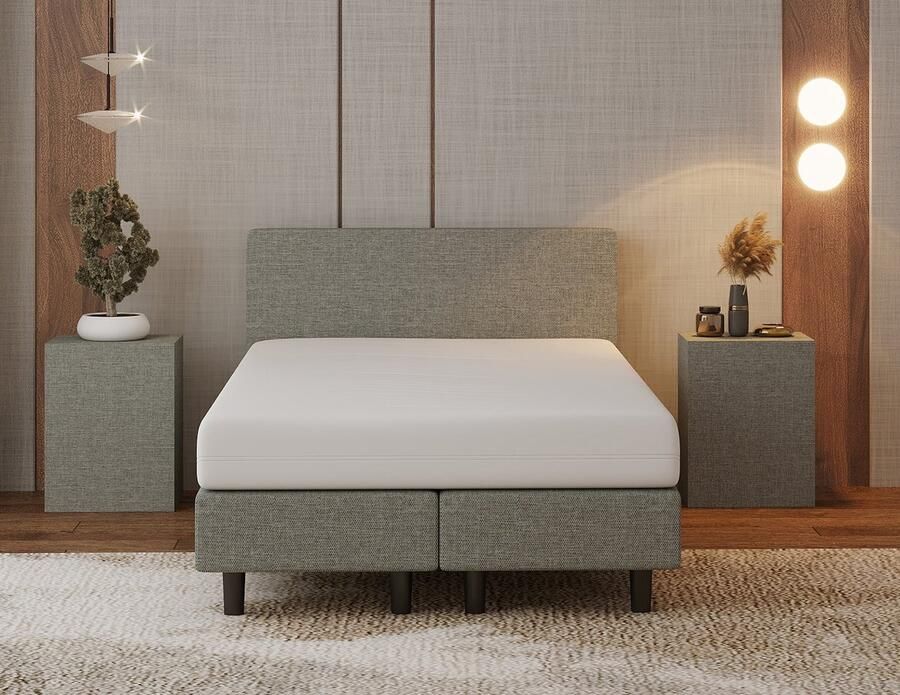 Nessa 120x200 Boxspring Bjorn Grijs Inclusief Pocketvering matras