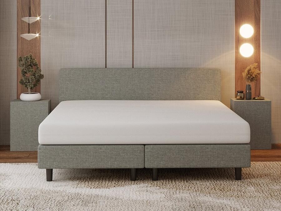 Nessa 180x200 Boxspring Bjorn Grijs Inclusief 20cm dik HR45 Koudschuim Comfort matras