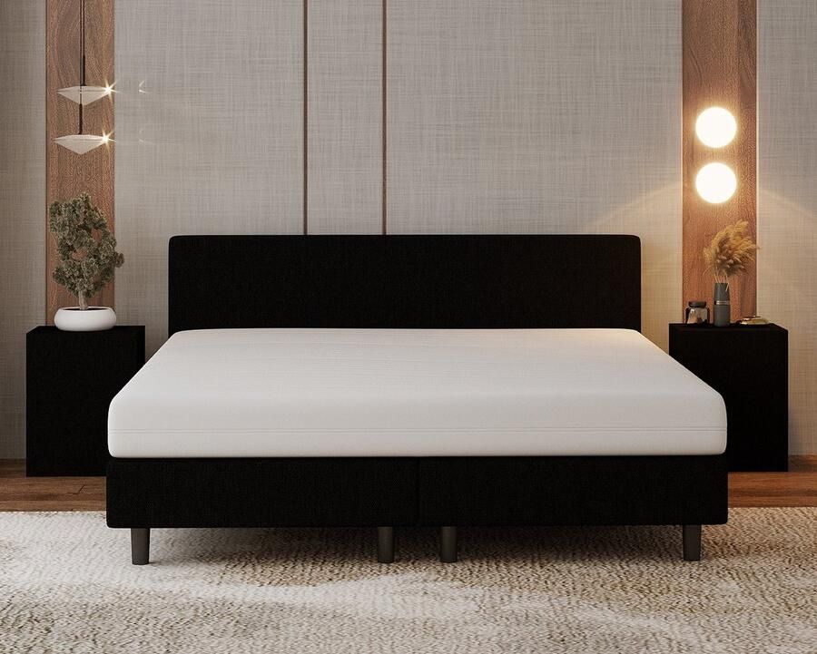 Nessa Boxspring Hotel Zwart Stof 180x200 cm Inclusief 7-zones Pocketvering Matras