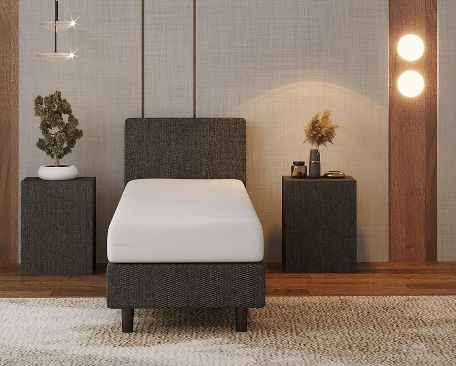 Nessa 70x210 Boxspring Bjorn Antraciet + Pocketvering matras 20cm