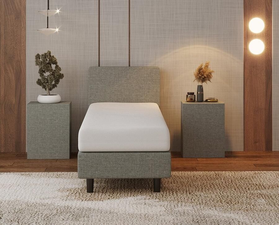 Nessa 70x210 Boxspring Bjorn Grijs + Pocketvering matras 20cm