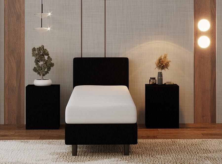 Nessa 70x200 Boxspring Bjorn Zwart + Pocketvering matras 20cm