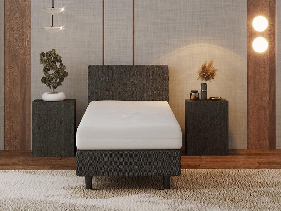 Nessa 80x220 Boxspring Bjorn Antraciet + Pocketvering matras 20cm