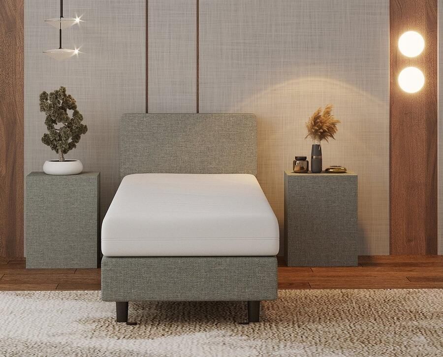 Nessa 80x210 Boxspring Bjorn Grijs + Pocketvering matras 20cm