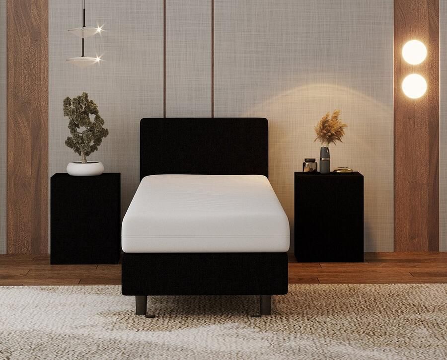 Nessa 80x200 Boxspring Bjorn Zwart + Pocketvering matras 20cm