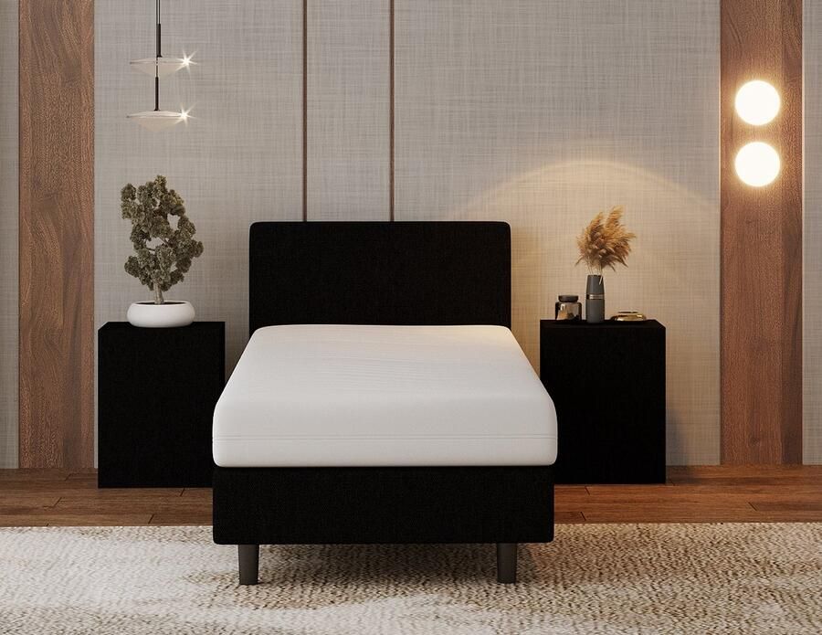 Nessa 90x220 Boxspring Bjorn Zwart + Pocketvering matras 20cm