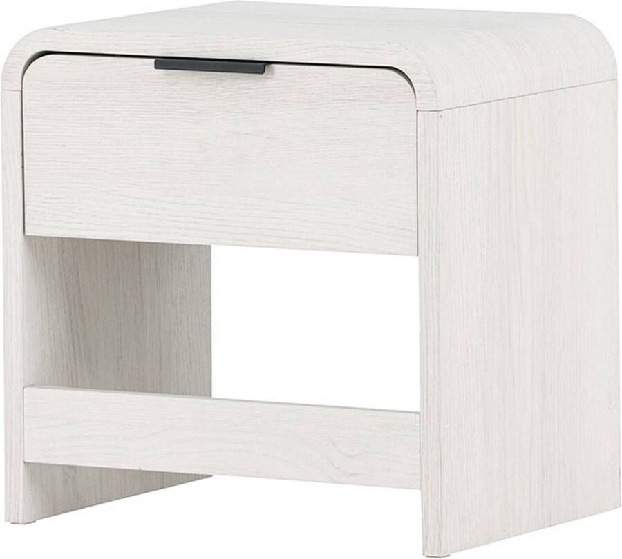 Nest living Carst Nachtkastje Hout met Lade Scandinavisch Nachtkastje met Opbergruimte Bijzettafel Whitewash 40 x 30 x 40 cm