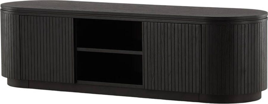 Nest living Devin TV meubel Zwart Hout Met Schuifdeur Modern TV kast 160 x 48 x 45 cm