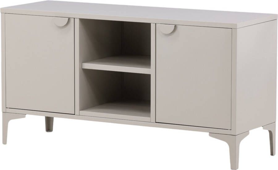 Nest living Frederik TV meubel Beige Metaal Industrieel 2 Deuren TV Kast met Uitsparing voor Snoeren 120 x 40 x 63 cm