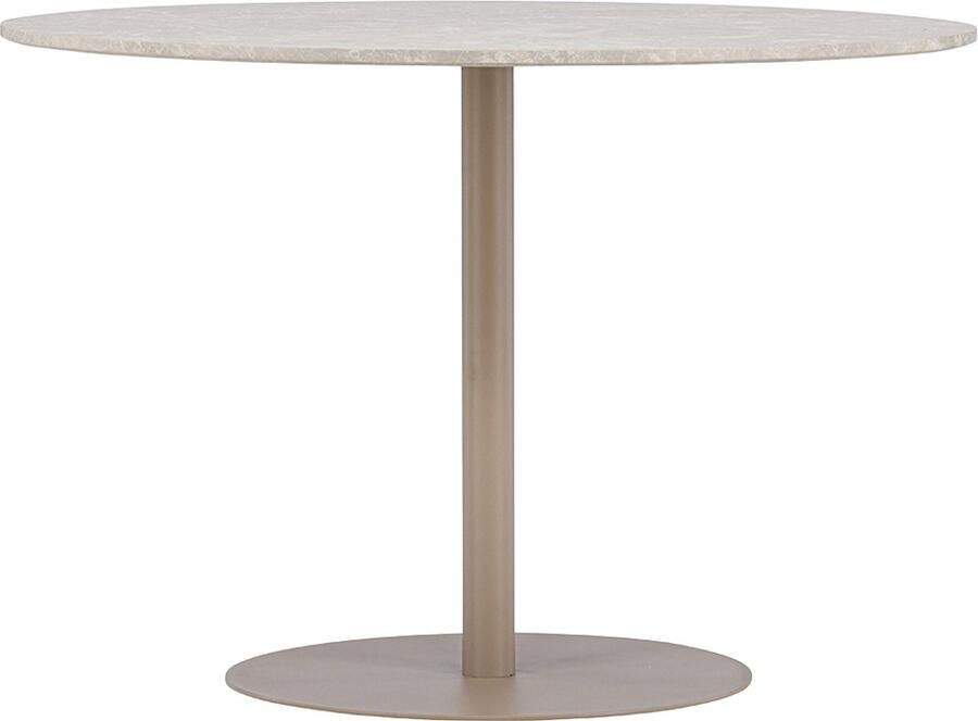 Nest living Anya Eettafel Beige Metaal Rond 110 cm Marmerlook Ronde Tafelvoet Eetkamertafel