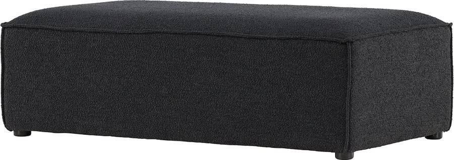 Nest living Arno Poef Zwart Bouclé Stof Rechthoekig Op Pootjes 112 x 60 x 37 cm