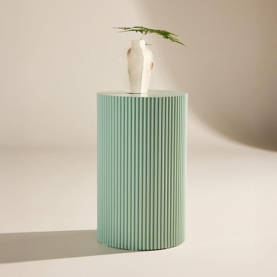 Nest living Asa Houten Bijzettafel Lichtgroen Rond Design Ø 31 cm