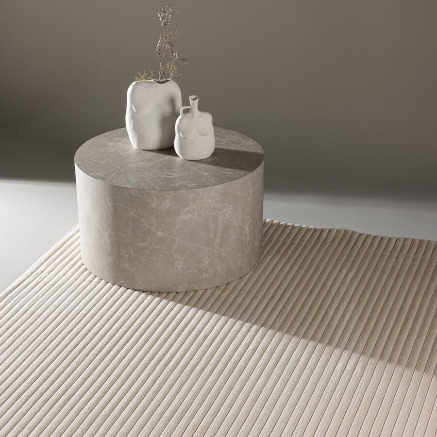 Nest living Bodie Vloerkleed Laagpolig Tapijt Groot Woonkamer Slaapkamer Gebroken Wit 230 x 160 cm