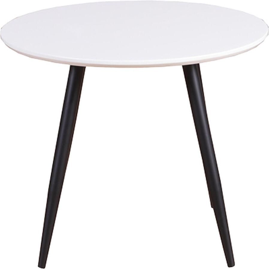 Nest living Bruno Kindertafel Wit Rond Hout Zwarte Metalen Poten Speeltafel voor Kinderen Kindermeubels Ø 60 cm