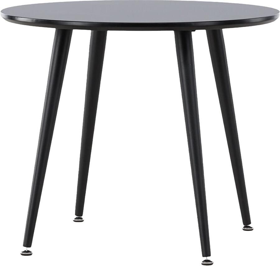 Nest living Bruno Kindertafel Zwart Rond Hout Metalen Poten Speeltafel voor Kinderen Kindermeubels Ø 60 cm