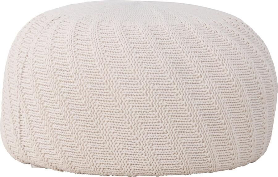 Nest living Dina Poef Crême Rond Stof Gebreid Gehaakt Scandinavisch Japandi stijl Gebroken Wit Ø 60 cm