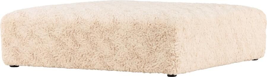 Nest living Erla Poef Vierkant Schapenvacht Voetenbank Hocker Zachte Stof Beige 100 x 100 cm