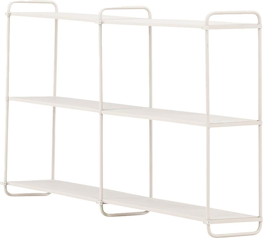 Nest living Freddy Wandrek Beige Metaal 2 Planken Voor Keuken Woonkamer Slaapkamer Industrieel Wandplank 122 x 63 cm