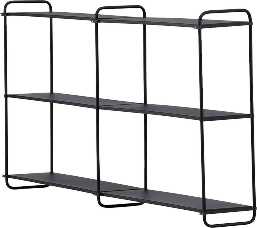 Nest living Freddy Wandrek Zwart Metaal 2 Planken Voor Keuken Woonkamer Slaapkamer Industrieel Wandplank 122 x 63 cm