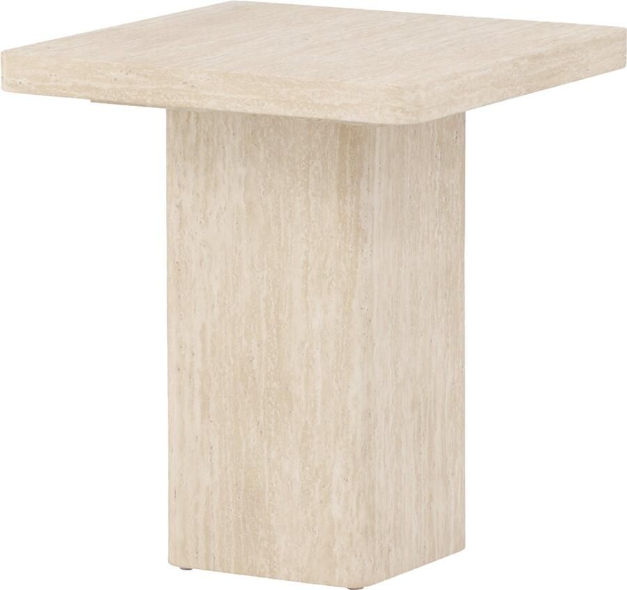 Nest living Hannes Vierkante Salontafel Beige Hout Modern Bijzettafel Scandinavisch 50 x 50 cm