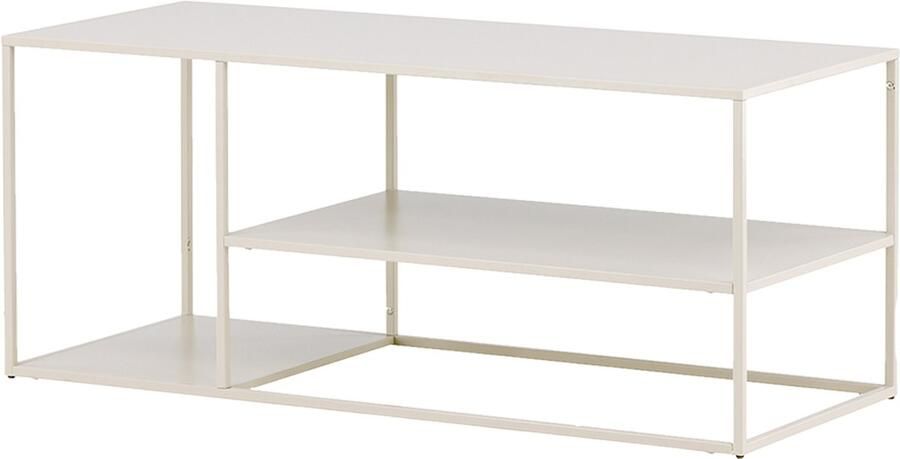 Nest living Jesse Salontafel Beige Metaal Met Opbergruimte Lage Bijzettafel 120 x 55 x 50 cm