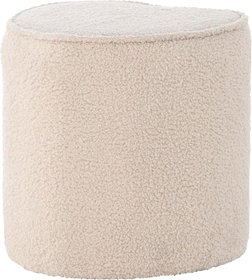 Nest living Jilly Kinderpoef Beige Teddystof Hartvorming Kindermeubels Schapenvacht Kleine poef voor de Kinderkamer