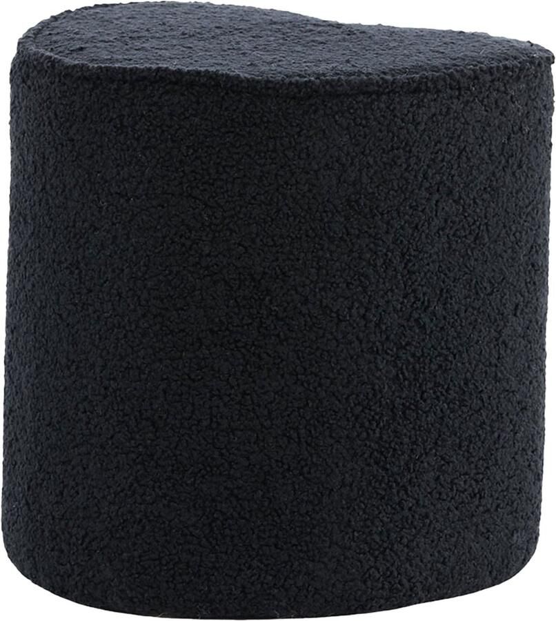 Nest living Jilly Kinderpoef Beige Teddystof Hartvorming Kindermeubels Schapenvacht Kleine poef voor de Kinderkamer