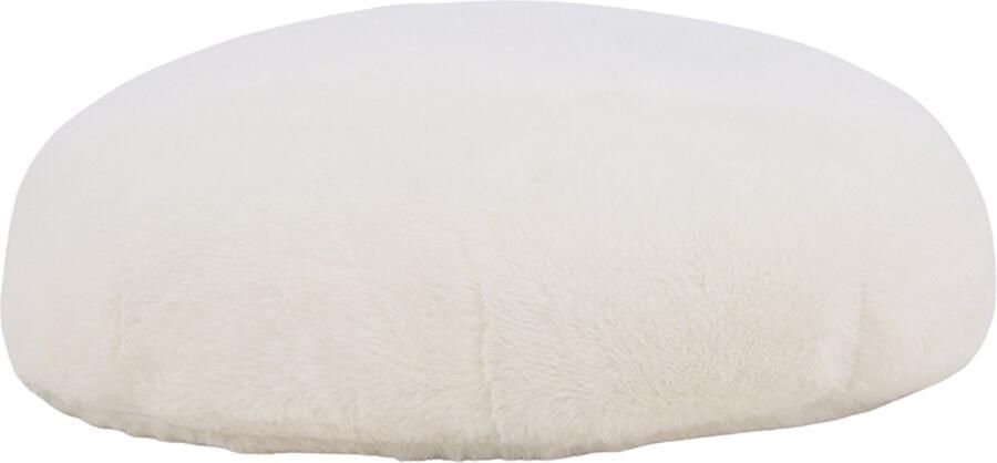 Nest living Knut Kinderpoef Teddy Wit Rond met zachte Teddystof Voor Kinderen Ø 40 cm