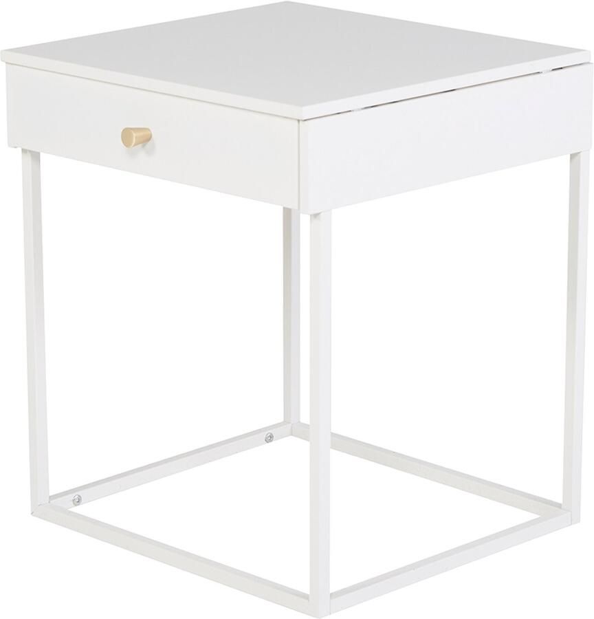 Nest living Lewis Nachtkastje Wit Metaal Met Lade Industrieel Modern Scandinavisch 43 x 41 x 50 cm