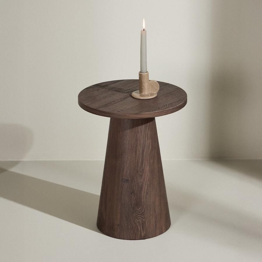 Nest living Lexi Houten Bijzettafel Donkerbruin Rond Design Ø 35 cm