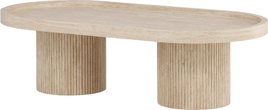 Nest living Micah Houten Salontafel Beige Modern Ronde tafel Scandinavisch 120 x 60 cm