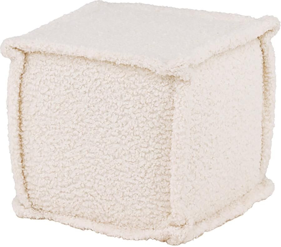 Nest living Quinty Poef Wit Bouclé Vierkant Voetenbankje 40 x 40 cm