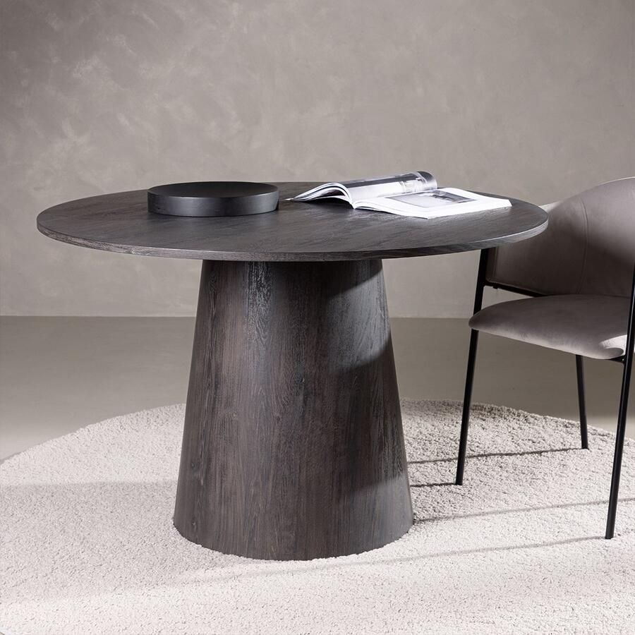 Nest living Trude Houten Eettafel Donkerbruin Ronde Hout Eetkamertafel Mokka kleur Ø 120 cm