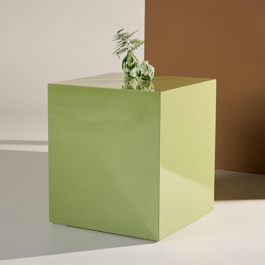 Nest living Zayn Vierkante Bijzettafel Lichtgroen Salontafel Koffietafel 40 x 40 cm