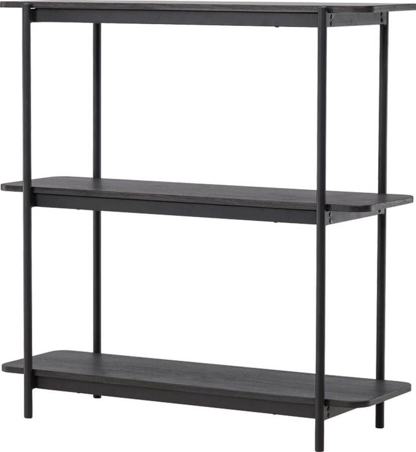 Nest living Werner Boekenkast Zwart Hout Metaal Open Vakkenkast Wandkast Industrieel 120 x 40 x 120 cm