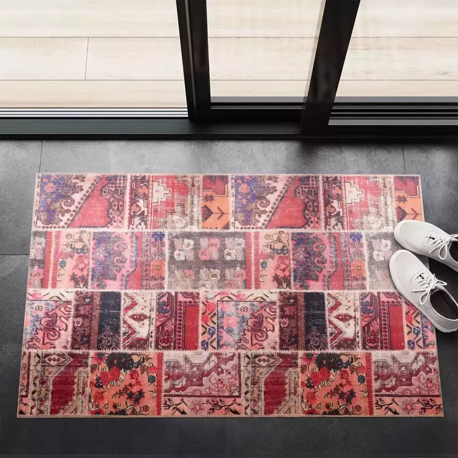 Netline Home Wasbaar Antislip Deurmat voor badkamer entree Binnendeurmat Moderne Patchwork Design Deurmat Gemakkelijk schoon te maken Laagpolig (60x90)